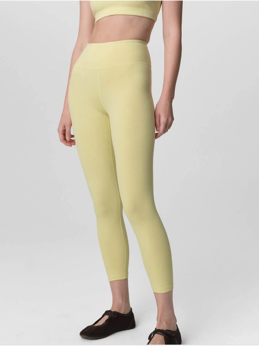 MATE the Label Yellow High-Waist Midi Leggings with Pockets